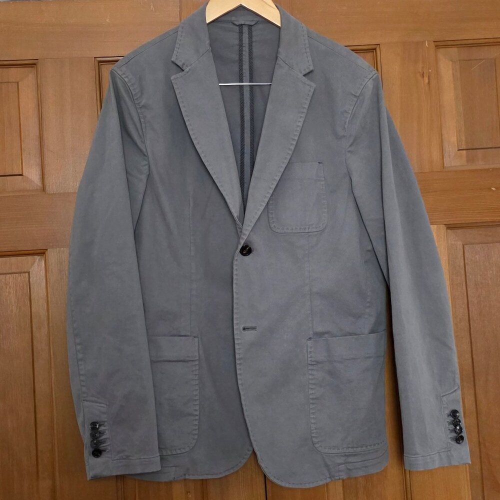 MICHAEL KORS 44Reg Slim Fit Gray Cotton Twill 2 Btn Jacket